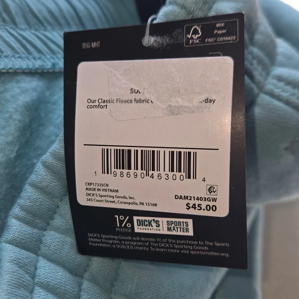 DSG Mens Classic Fleece Cinch Jogger Pants Blue XL NWT